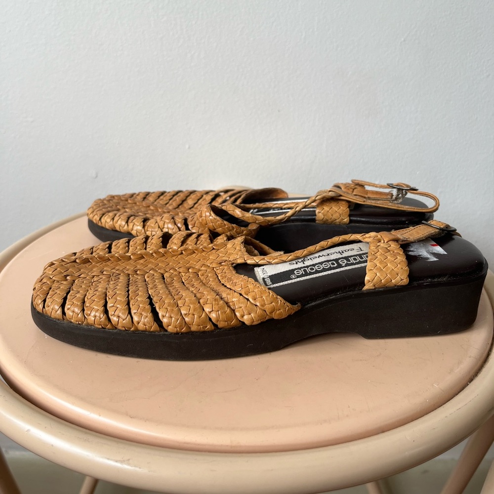 Leather crochet sandals